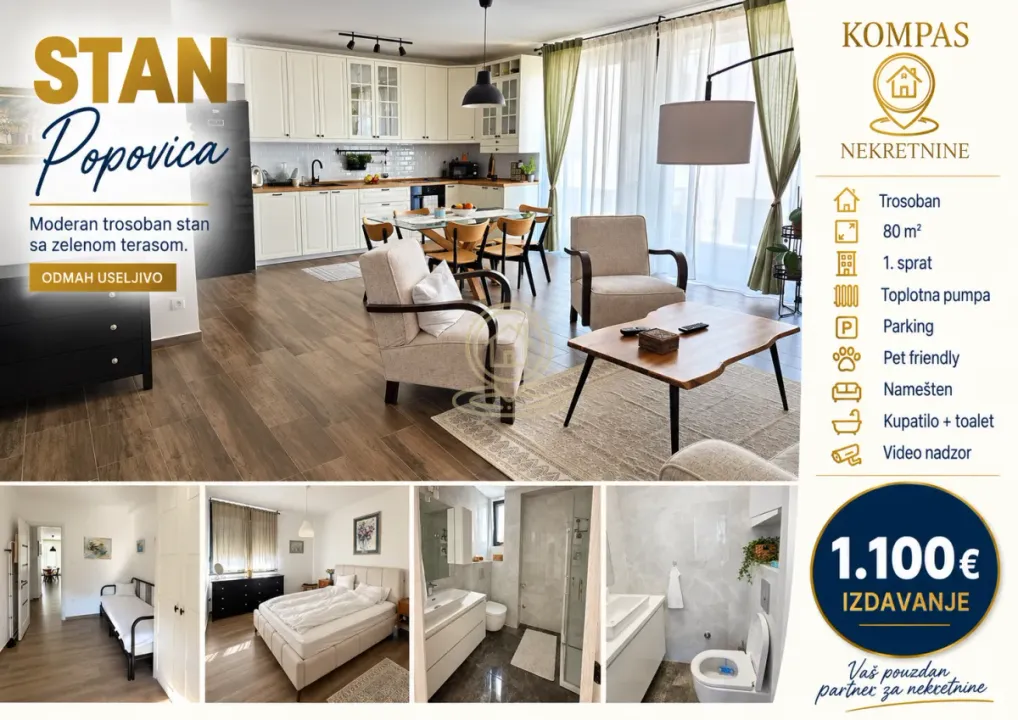 Rent, three bedroom apartment, 80m², Sremska Kamenica, Petrovaradin