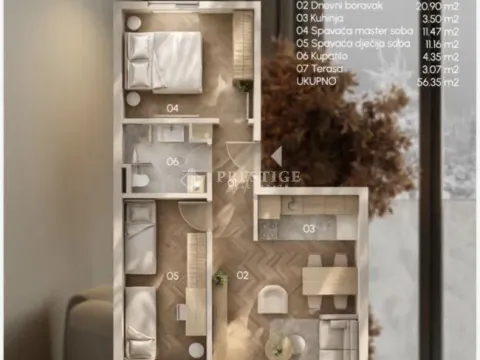 Sale, two bedroom apartment, 55m², Zabjelo, Podgorica - image 3