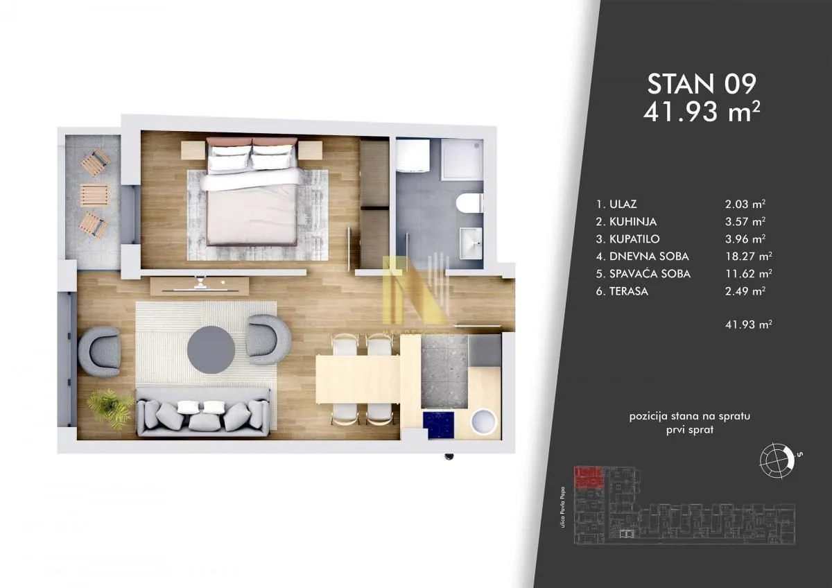 Prodaja, dvosoban stan, 42m², Centar, Novi Sad