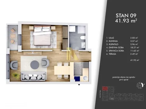 Prodaja, dvosoban stan, 42m², Centar, Novi Sad - image 2