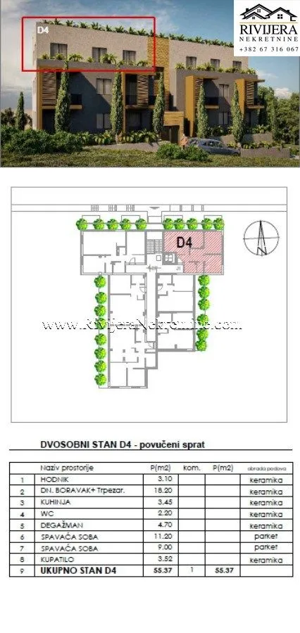 Prodaja, dvosoban stan, 66m², Dobrota, Kotor
