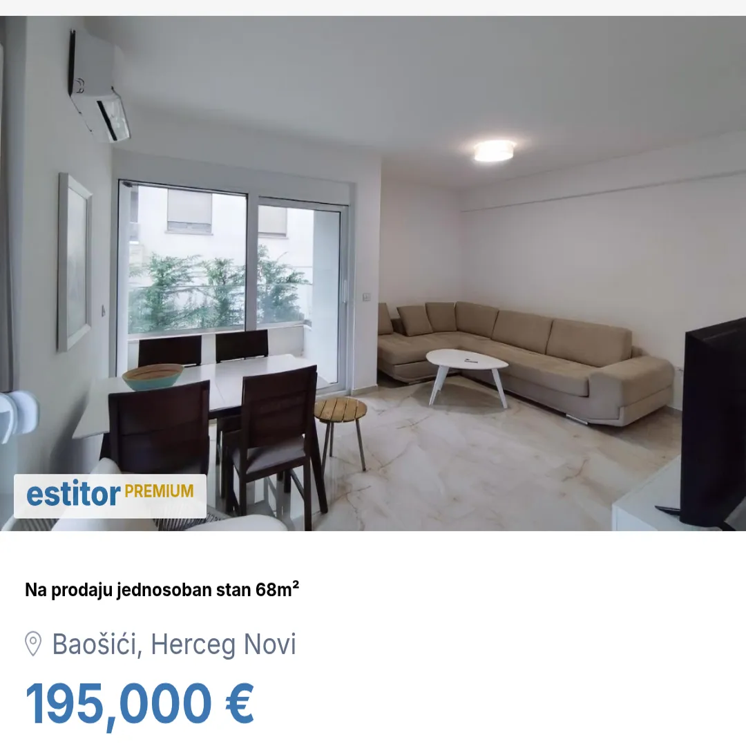 Sale, one bedroom apartment, 68m², Baošići, Herceg Novi