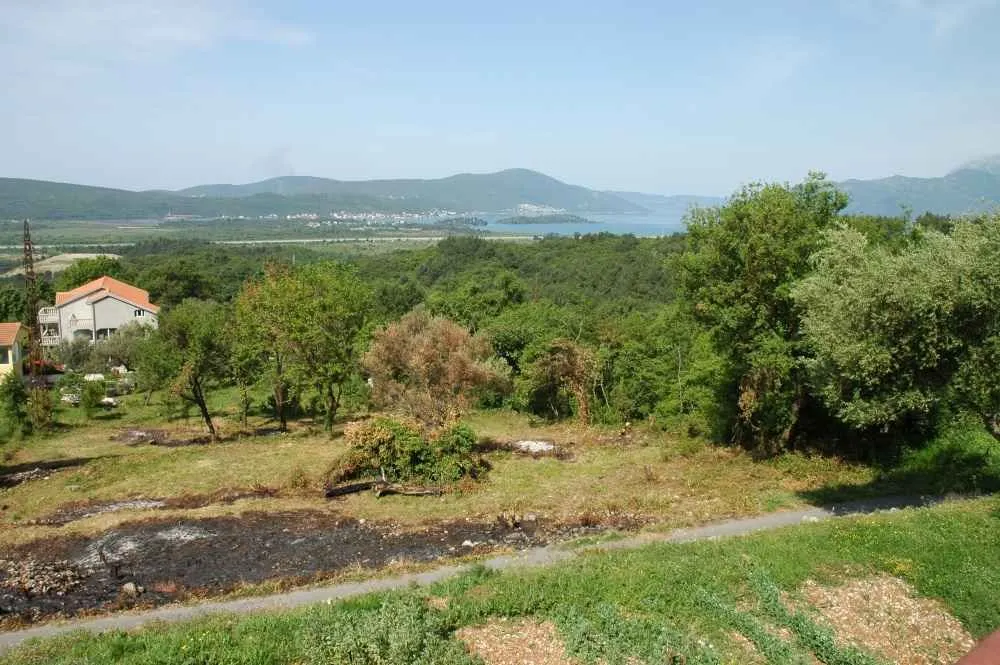 Pogled sa imanja na prirodu i more u daljini.