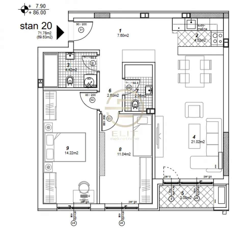 Sale, three bedroom apartment, 69m², Telep, Novi Sad Sve Podlokacije