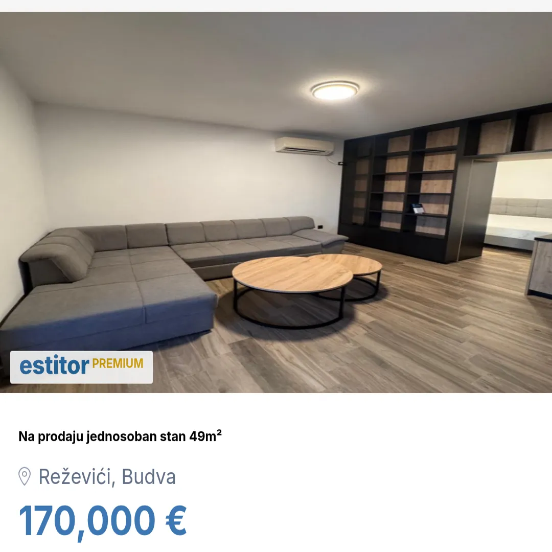 Prodaja, jednosoban stan, 49m², Reževići, Budva