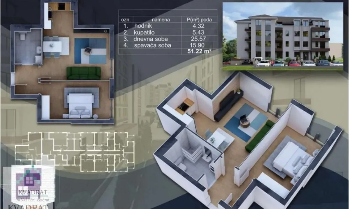 Prodaja, jednosoban stan, 51m², Obrenovac, Beograd