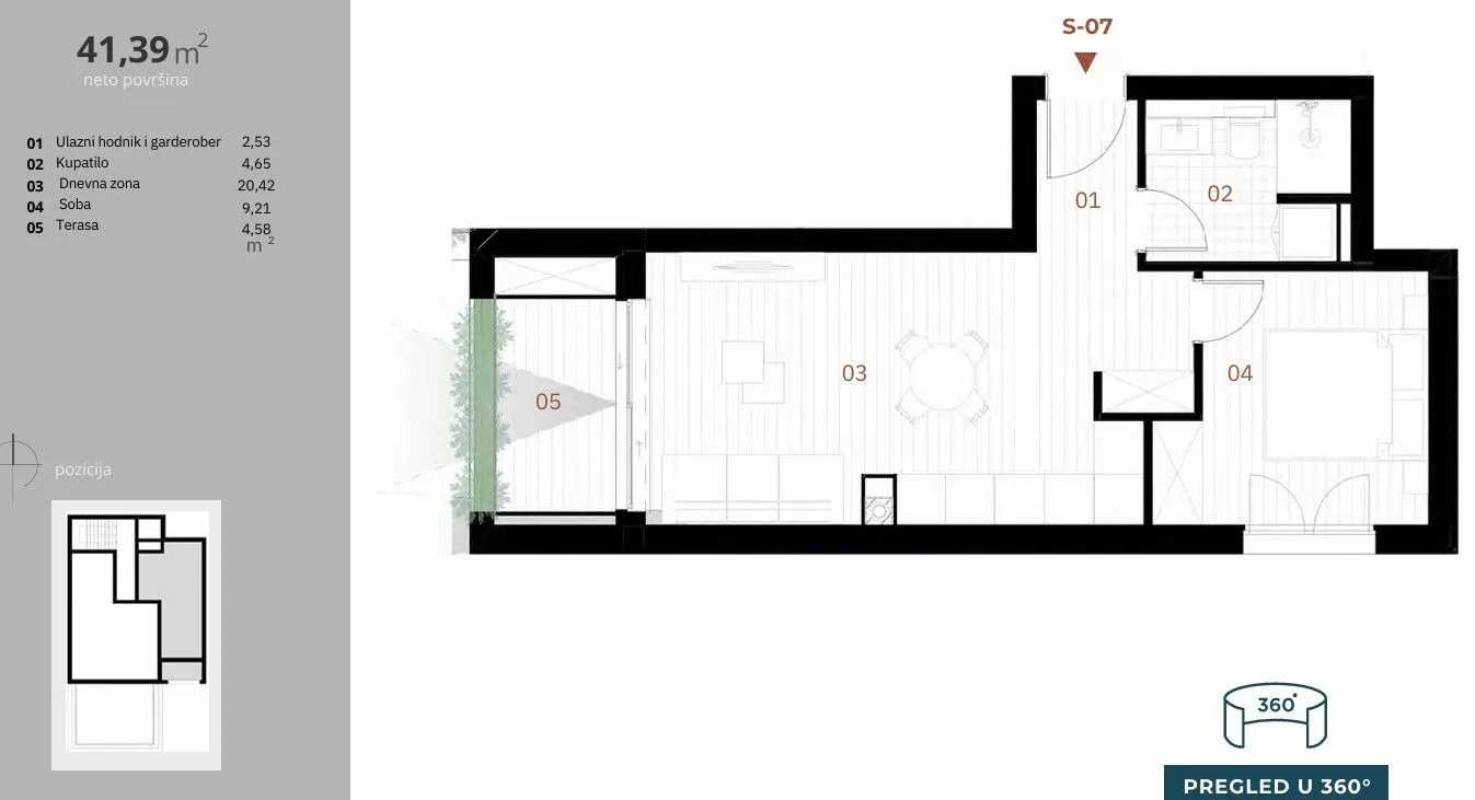 Prodaja, jednosoban stan, 41m², Donji Orahovac, Kotor