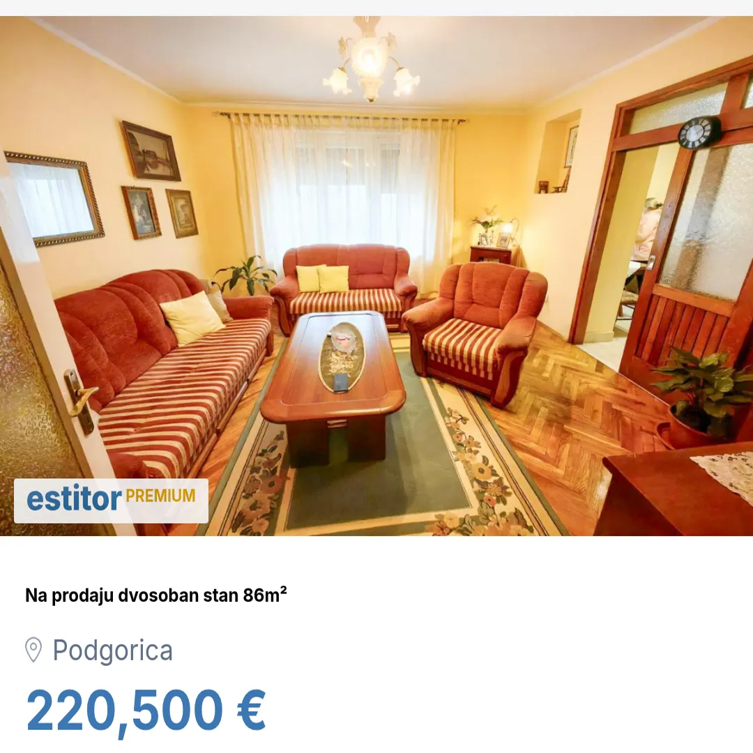 Prodaja, dvosoban stan, 86m², Podgorica, Crna Gora