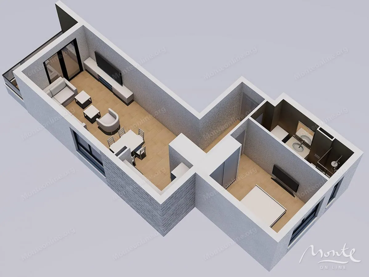Prodaja, jednosoban stan, 47m², Kavač, Kotor