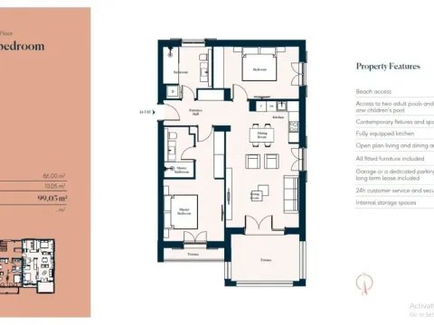 Prodaja, dvosoban stan, 99m², Luštica Bay, Tivat - image 2