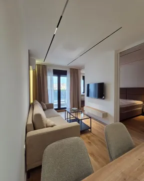 Modern and bright living room with a sofa and a view of the terrace. - image 4