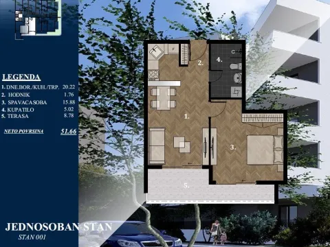 Prodaja, jednosoban stan, 52m², Ulcinjsko Polje, Ulcinj - image 1