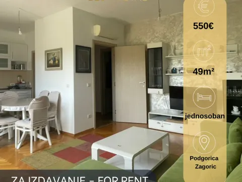 Izdavanje, jednosoban stan, 49m², Zagorič, Podgorica - image 1