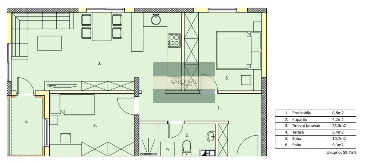 Prodaja, dvosoban stan, 59m², Centar, Jagodina