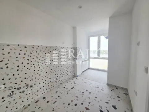 Empty kitchen with ceramic tiles and river view. - image 2