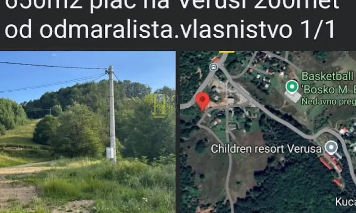 Prodaja, plac, 600m², Veruša, Podgorica