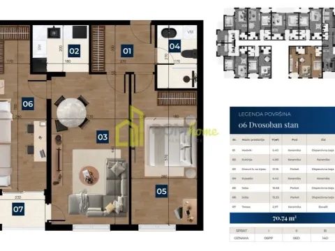 Prodaja, dvosoban stan, 70m², Zabjelo, Podgorica - image 2