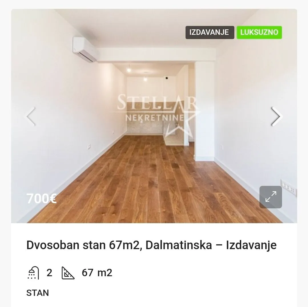Izdavanje, stan, 67m², Blok 6, Podgorica