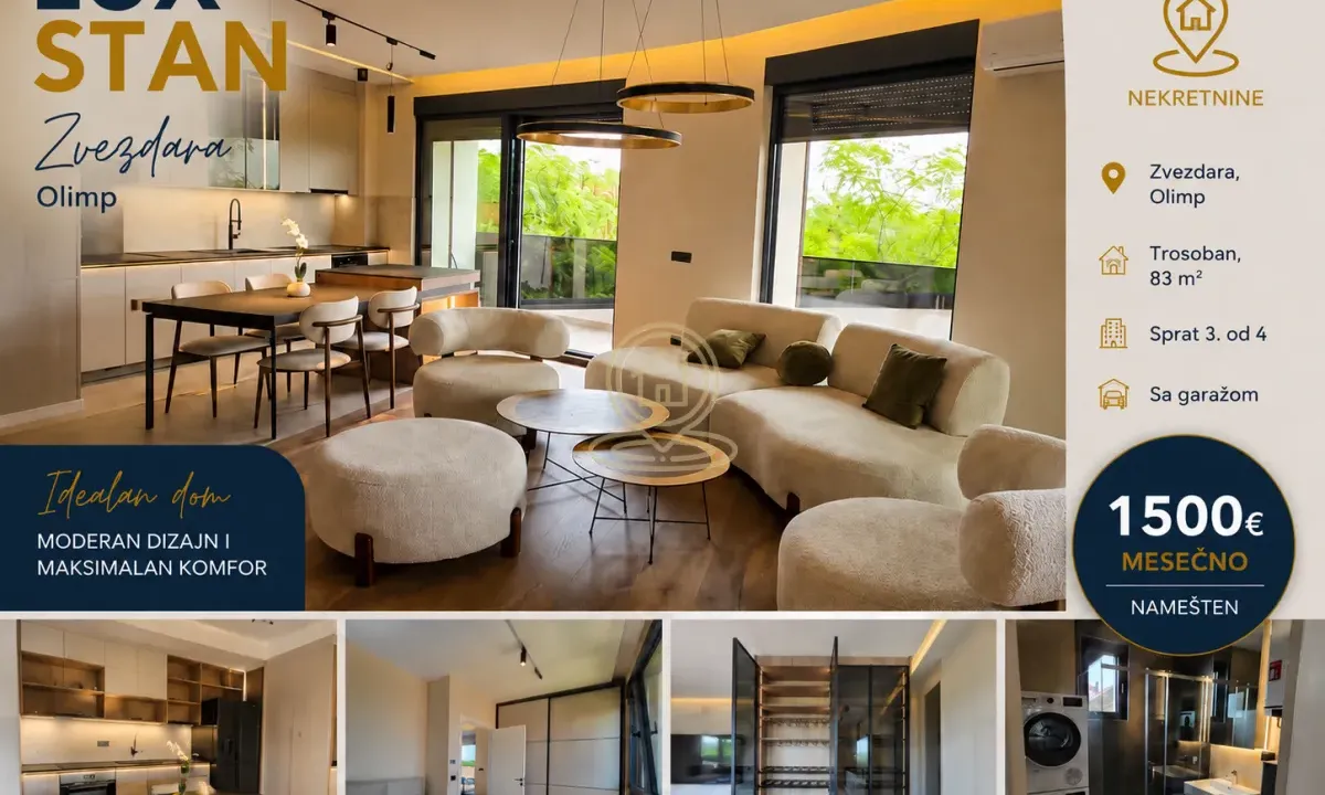 Izdavanje, trosoban stan, 83m², Olimp, Zvezdara Sve Podlokacije