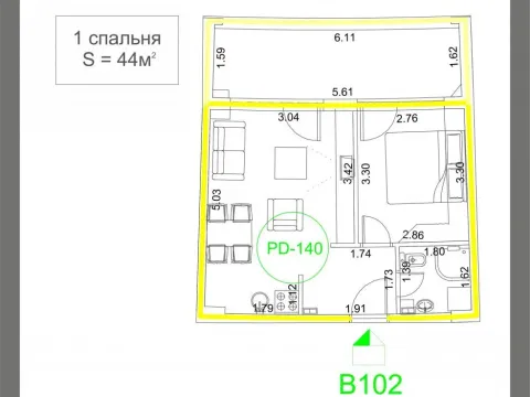 Sale, one bedroom apartment, 44m², Budva, Crna Gora - image 9