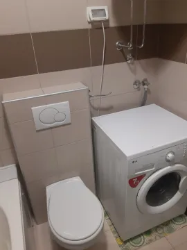 Dio kupatila sa toaletnom šoljom i veš mašinom. - image 5