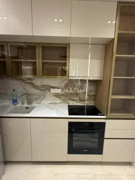 Modern kitchen with a built-in oven, cooktop, and sink. - image 11