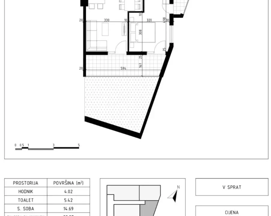 Prodaja, jednosoban stan, 78m², Zabjelo, Podgorica