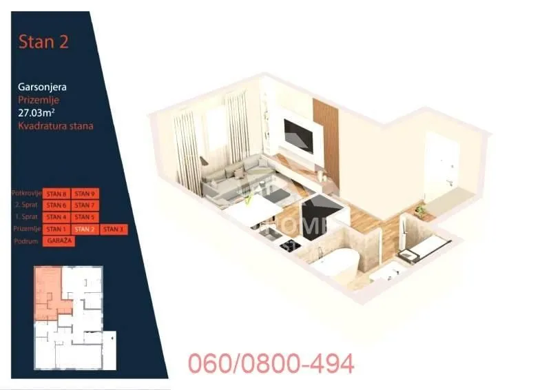 Prodaja, stan, 27m², Lekino Brdo, Voždovac Sve Podlokacije
