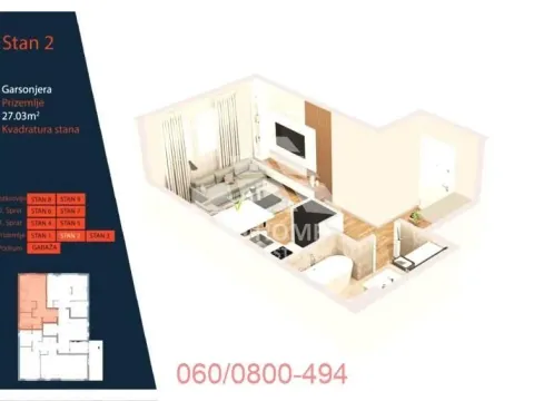 Prodaja, stan, 27m², Lekino Brdo, Voždovac Sve Podlokacije - image 2