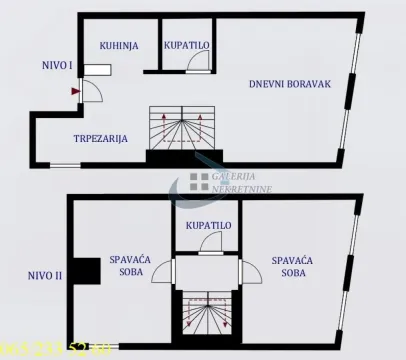Floor plan of a two-story apartment showing the layout on two levels. - image 13