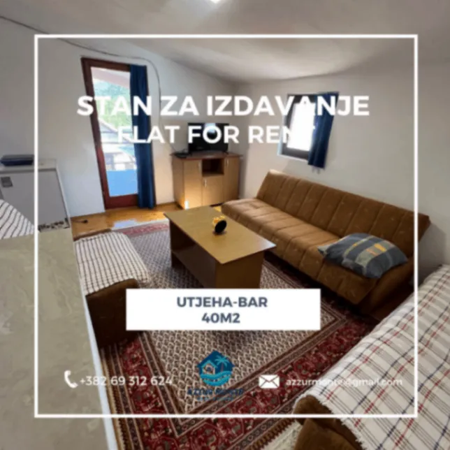 Rent, one bedroom apartment, 40m², Utjeha, Bar