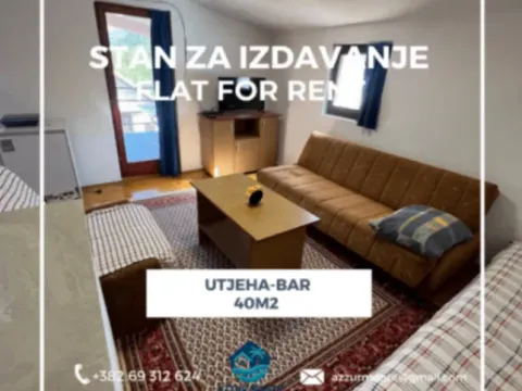 Rent, one bedroom apartment, 40m², Utjeha, Bar