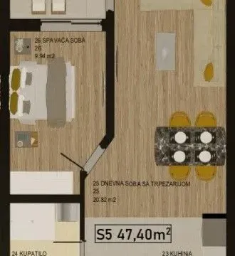 Prodaja, jednosoban stan, 47m², Bar, Crna Gora