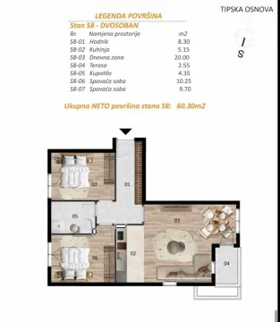 Prodaja, dvosoban stan, 60m², Zabjelo, Podgorica - image 7