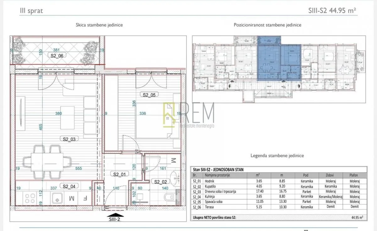 Sale, one bedroom apartment, 45m², Momišići, Podgorica