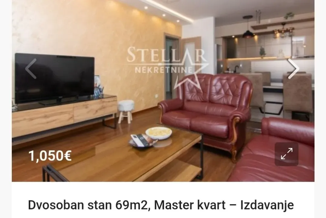 Izdavanje, dvosoban stan, 69m², Master Kvart, Podgorica