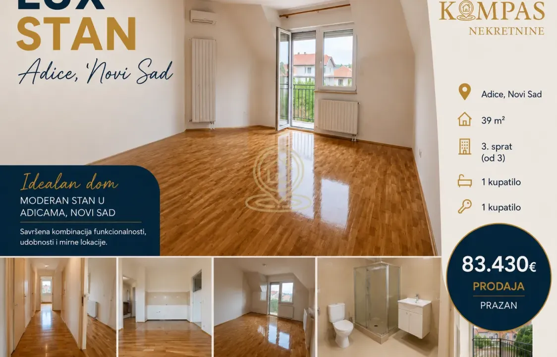 Prodaja, dvosoban stan, 39m², Adice, Novi Sad Sve Podlokacije