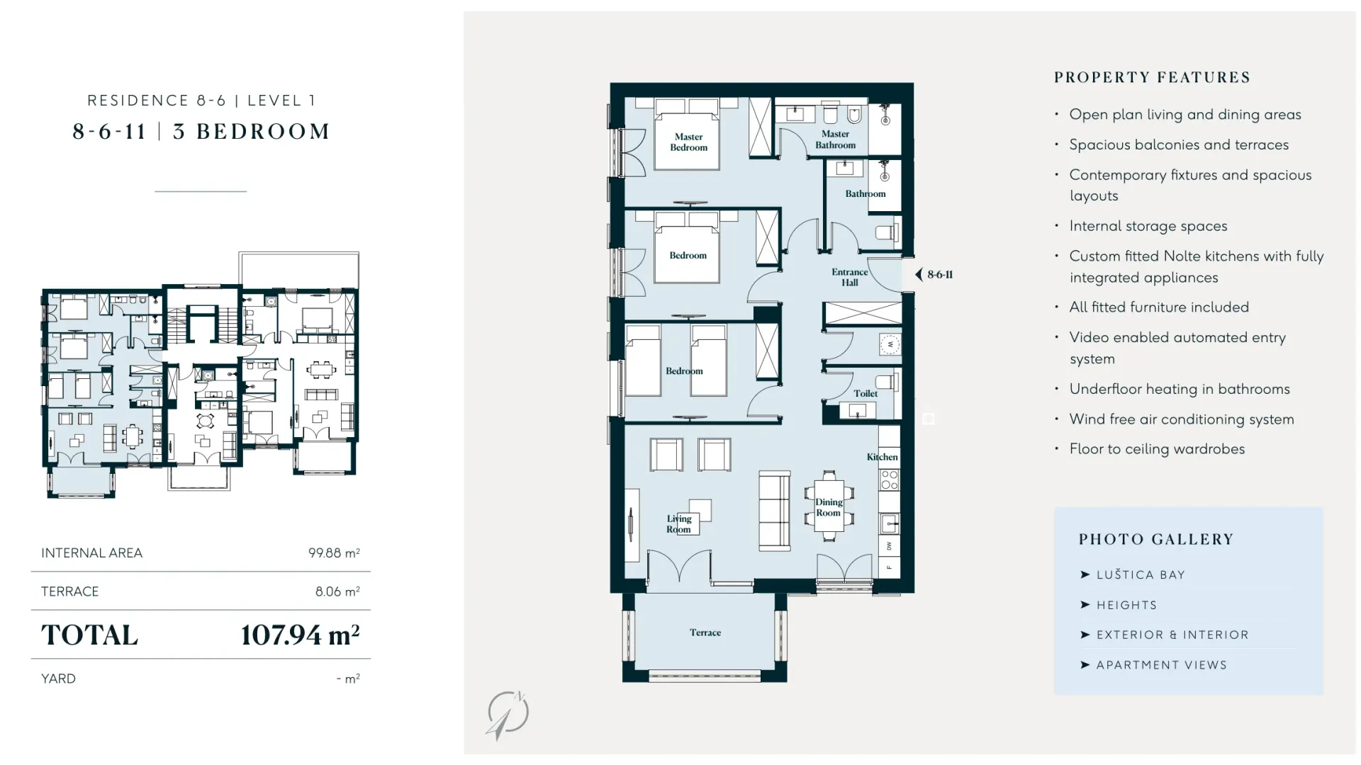 Sale, three bedroom apartment, 107m², Luštica Bay, Tivat