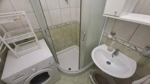 Kupatilo opremljeno tuš kabinom, umivaonikom i veš mašinom. - image 11