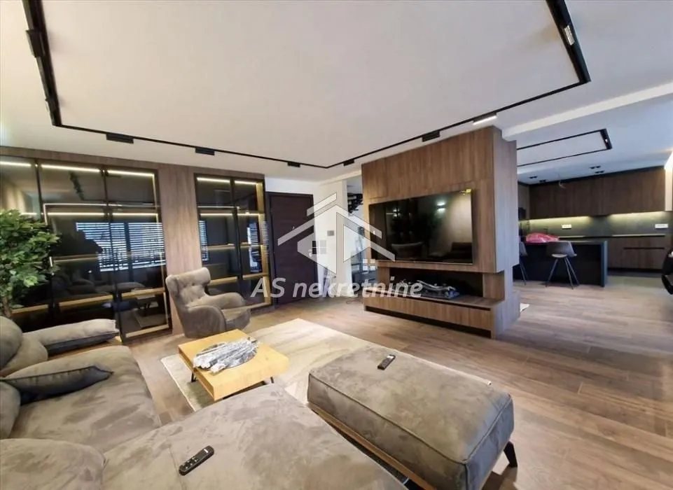 Modern and spacious living room connected with the kitchen.