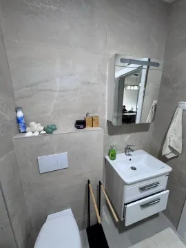 Moderno opremljeno kupatilo sa umivaonikom i wc šoljom. - image 14
