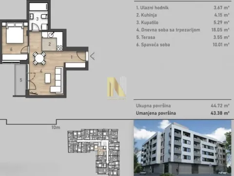 Prodaja, dvosoban stan, 44m², Salajka, Novi Sad Sve Podlokacije - image 2
