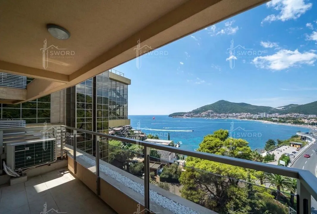 Spacious terrace with a view of the sea and coast.