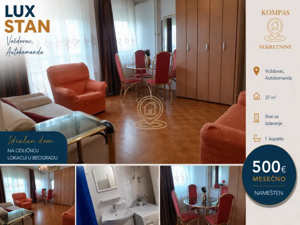 Rent, two bedroom apartment, 37m², Autokomanda, Voždovac Sve Podlokacije