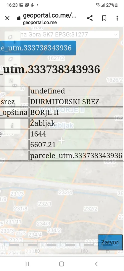 Prodaja, plac, 6607m², Borje, Žabljak
