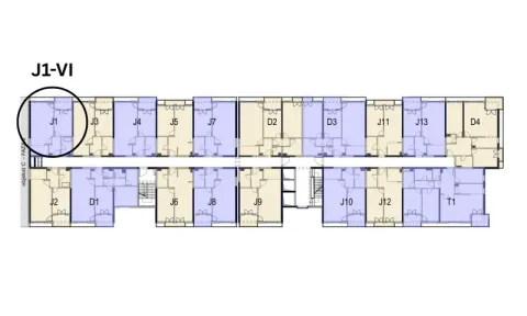 Floor plan with the marked unit J1-VI. - image 8