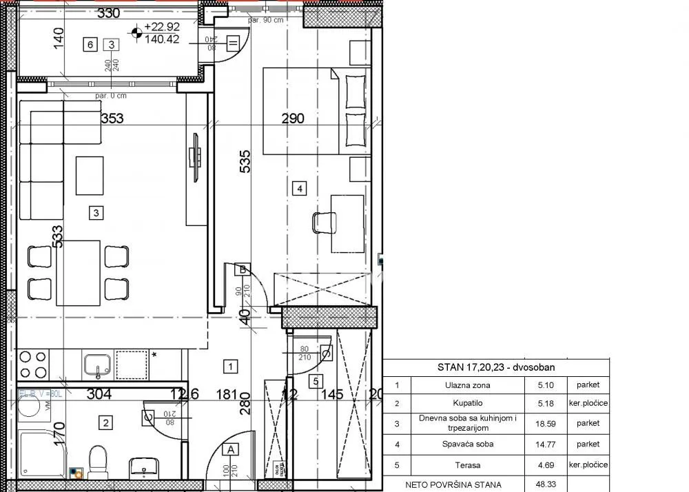 Prodaja, dvosoban stan, 48m², Voždovac Sve Podlokacije, Beograd