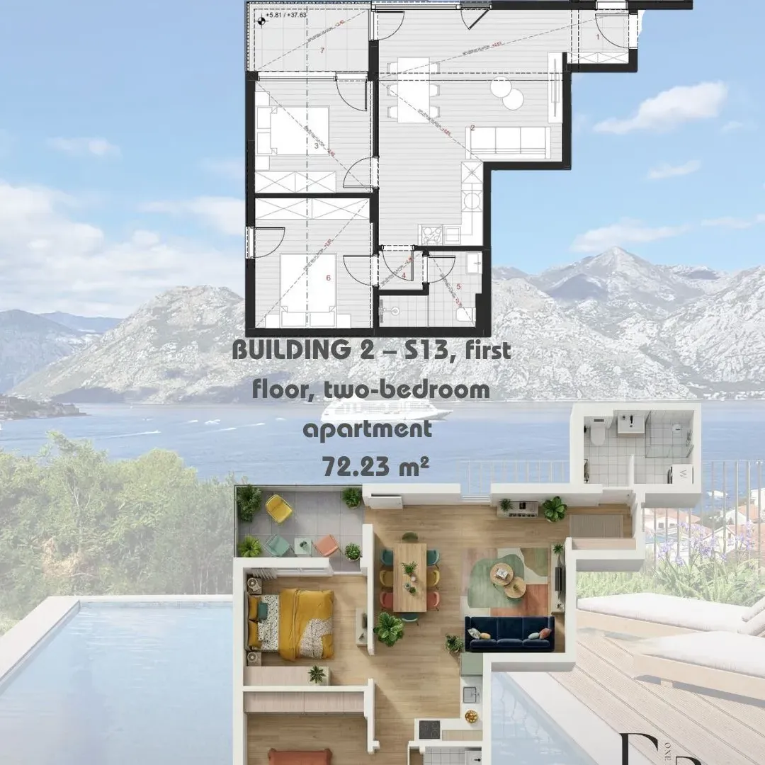 Prodaja, dvosoban stan, 72m², Dobrota, Kotor