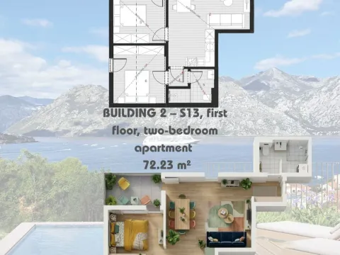 Sale, two bedroom apartment, 72m², Dobrota, Kotor - image 2