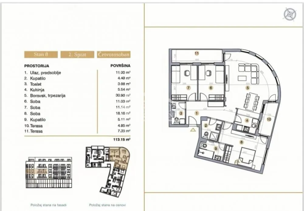 Prodaja, četvorosoban stan, 113m², Bežanijska Kosa 3, Bežanijska Kosa Sve Podlokacije